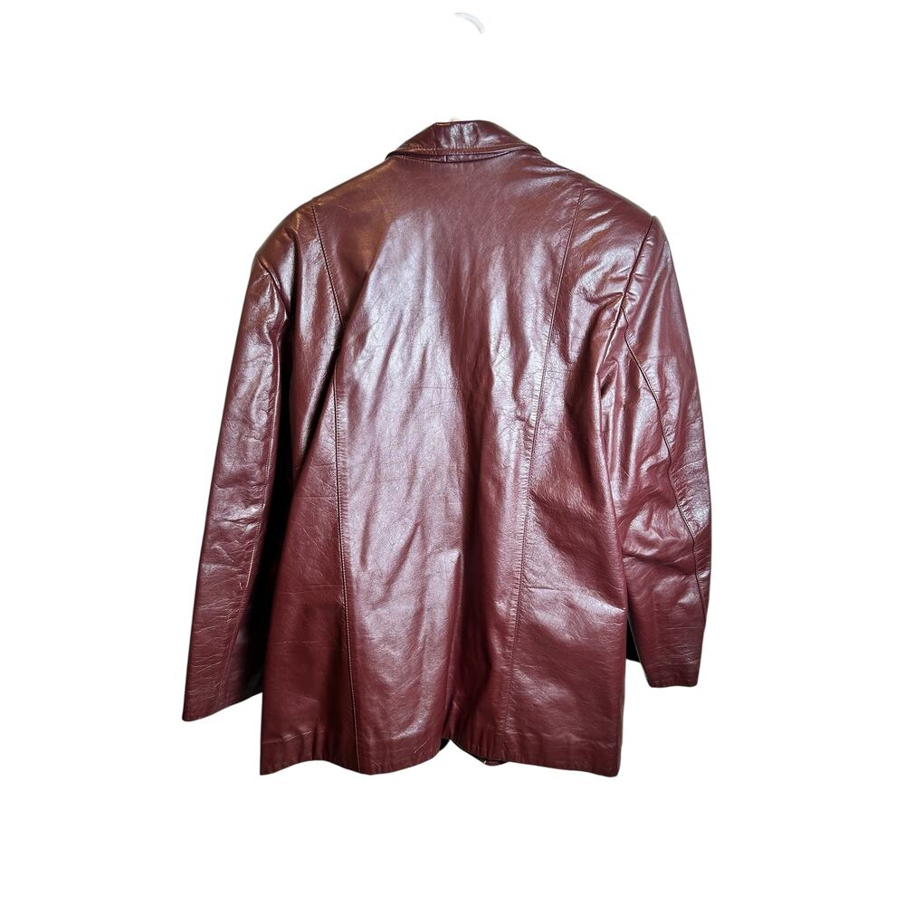 Vintage Etienne Aigner Burgundy Oxblood Leather Blazer Size 14 - Picture 6 of 11